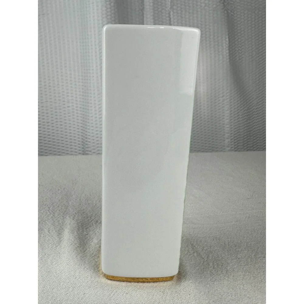 Hand Painted Porcelain Vase Signed K Thrush 1995 Floral Iris Design Gold Trim 8